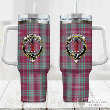 Crawford Ancient Tartan and Family Crest Tumbler with Handle