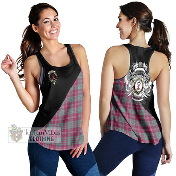 Crawford Ancient Tartan Women's Racerback Tanks with Family Crest and Military Logo Style