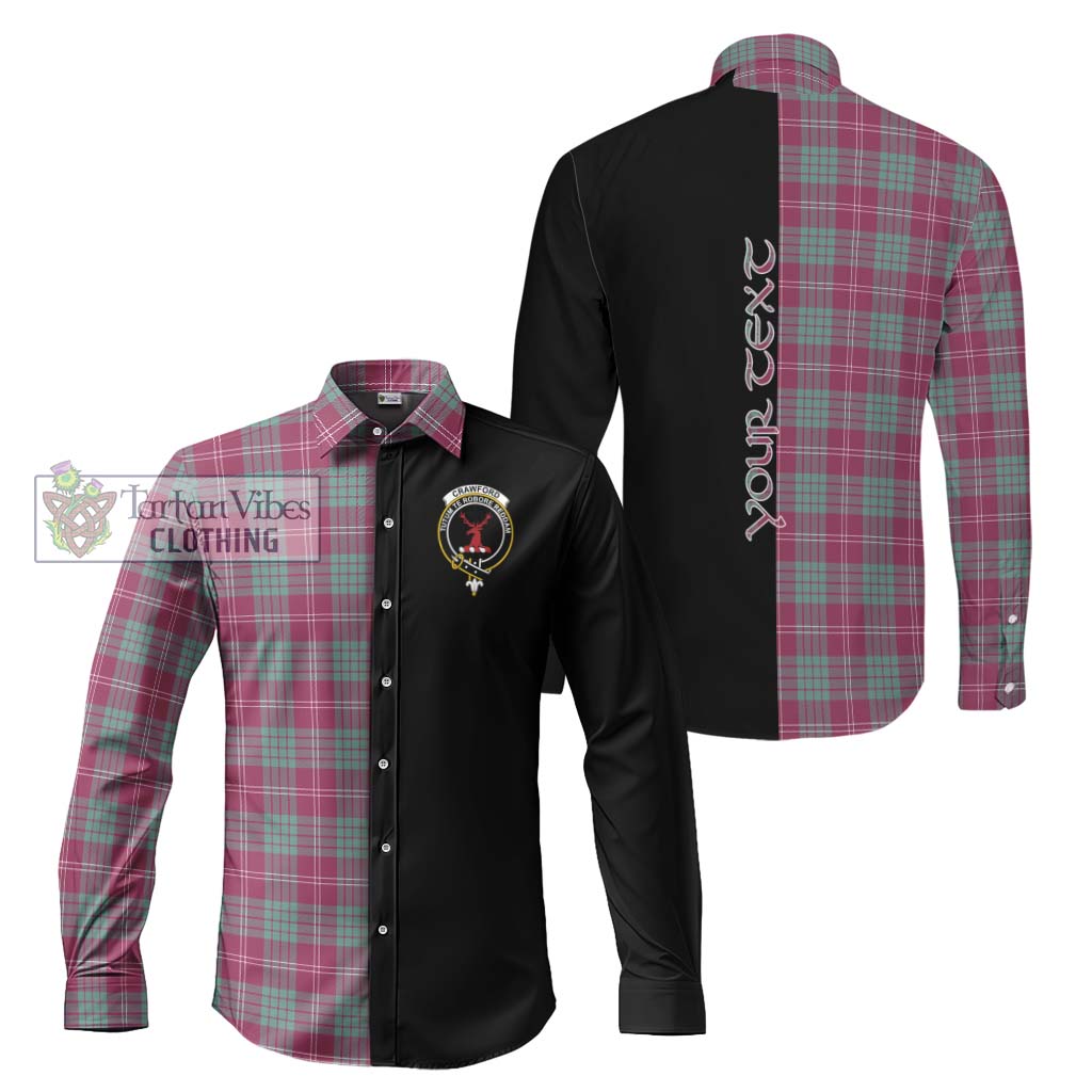 Tartan Vibes Clothing Crawford Ancient Tartan Long Sleeve Button Shirt with Family Crest and Half Of Me Style