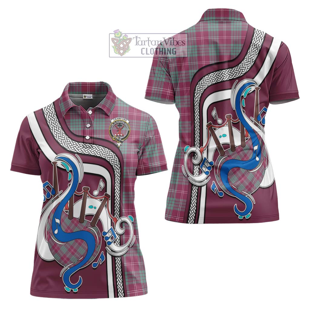 Tartan Vibes Clothing Crawford Ancient Tartan Women's Polo Shirt with Epic Bagpipe Style