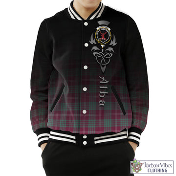 Crawford Ancient Tartan Baseball Jacket Featuring Alba Gu Brath Family Crest Celtic Inspired