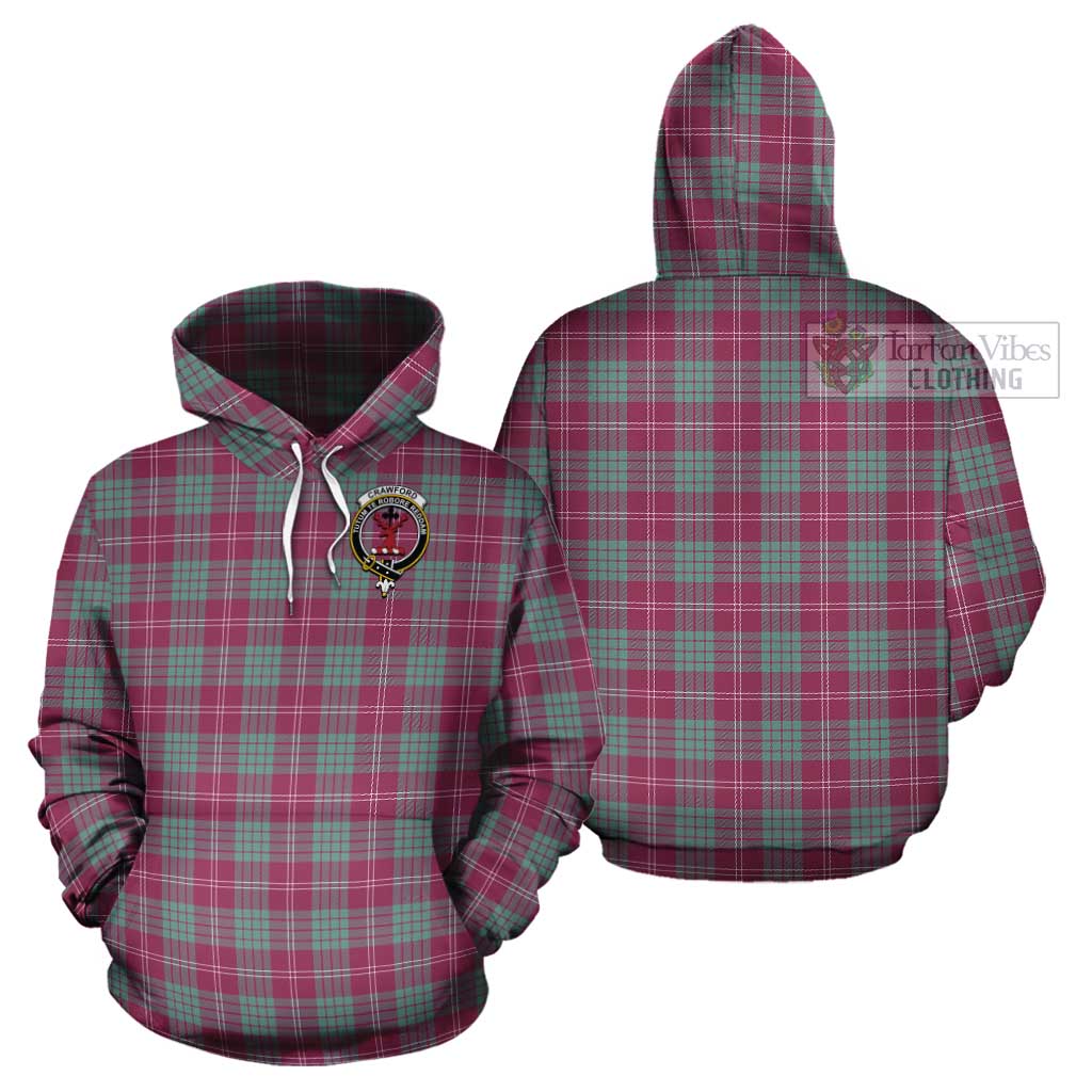 Tartan Vibes Clothing Crawford Ancient Tartan Cotton Hoodie with Family Crest