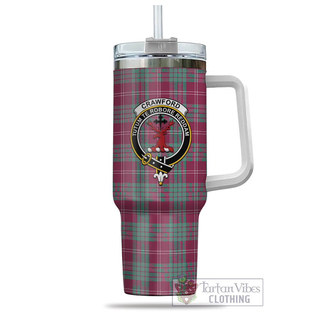 Tartan Vibes Clothing Crawford Ancient Tartan and Family Crest Tumbler with Handle