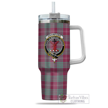 Crawford Ancient Tartan and Family Crest Tumbler with Handle