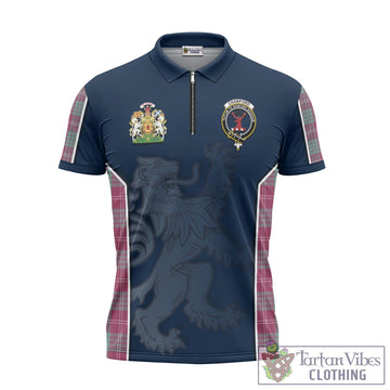 Crawford Ancient Tartan Zipper Polo Shirt with Family Crest and Lion Rampant Vibes Sport Style