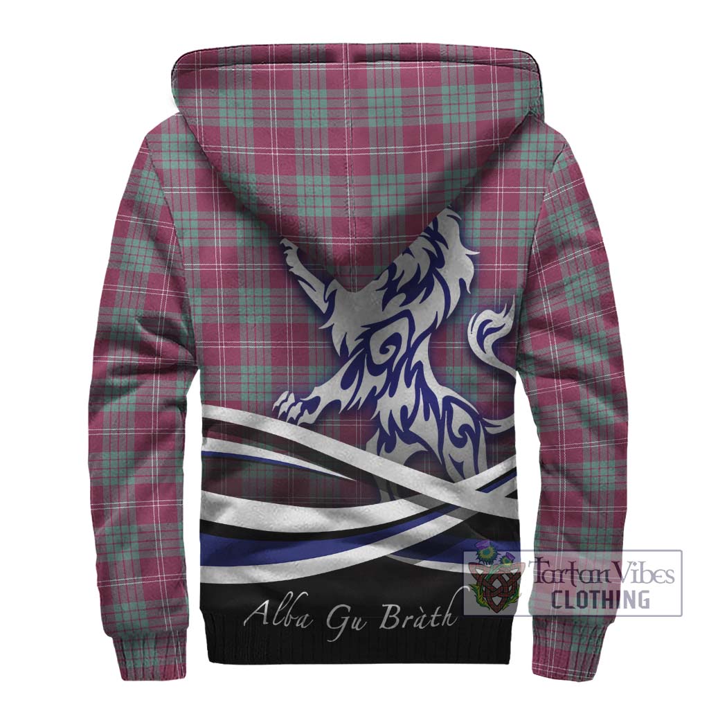 Tartan Vibes Clothing Crawford Ancient Tartan Sherpa Hoodie with Alba Gu Brath Regal Lion Emblem