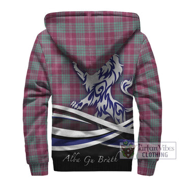 Crawford Ancient Tartan Sherpa Hoodie with Alba Gu Brath Regal Lion Emblem