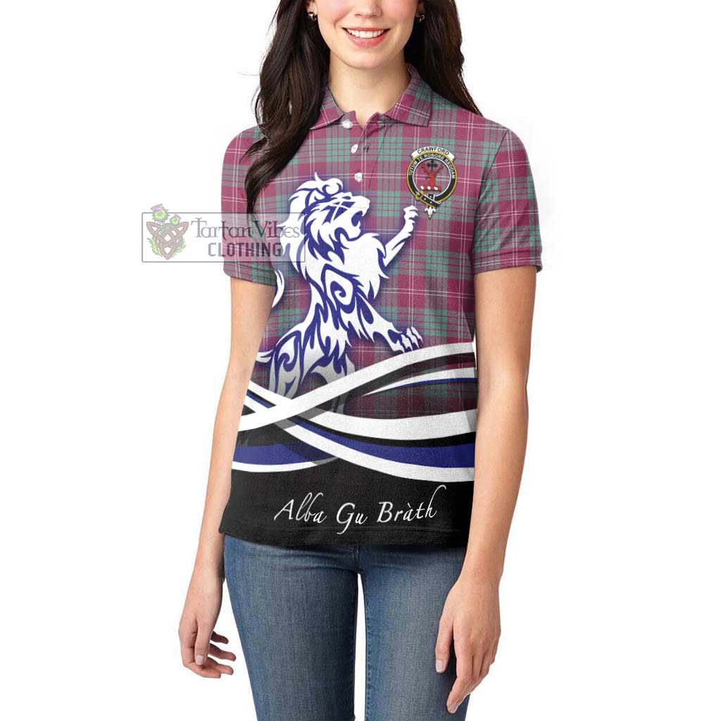 Tartan Vibes Clothing Crawford Ancient Tartan Women's Polo Shirt with Alba Gu Brath Regal Lion Emblem