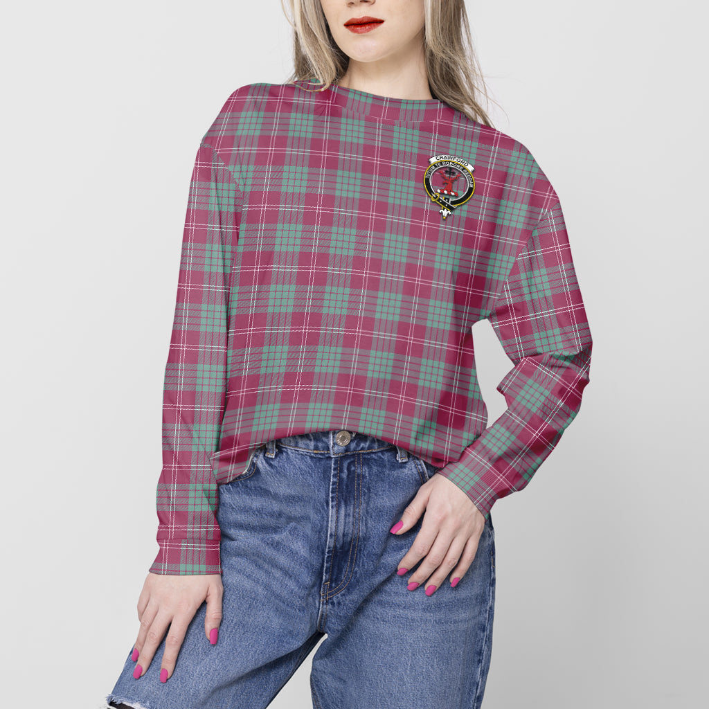 Crawford Ancient Tartan Sweatshirt with Family Crest - Tartan Vibes Clothing