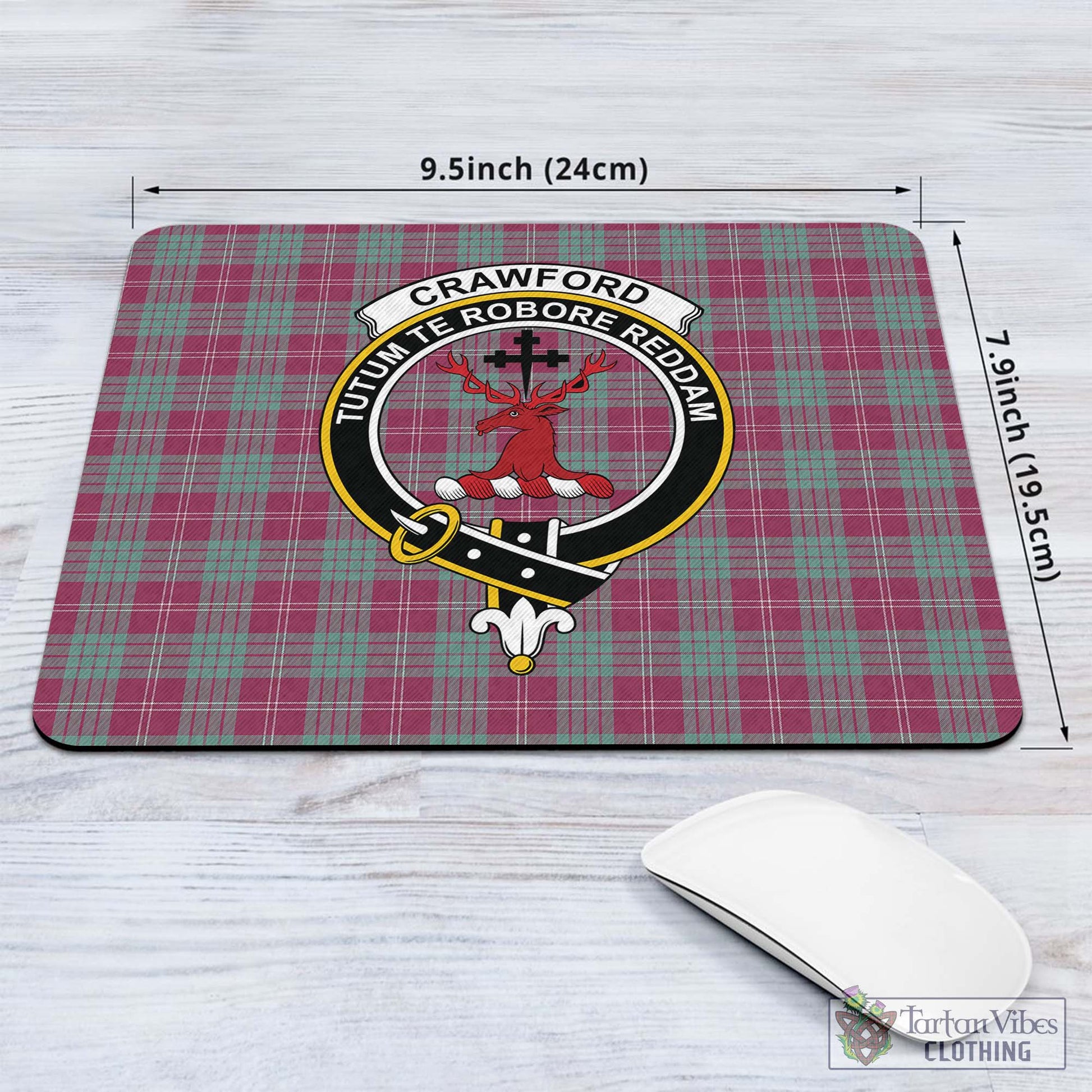 Tartan Vibes Clothing Crawford Ancient Tartan Mouse Pad with Family Crest