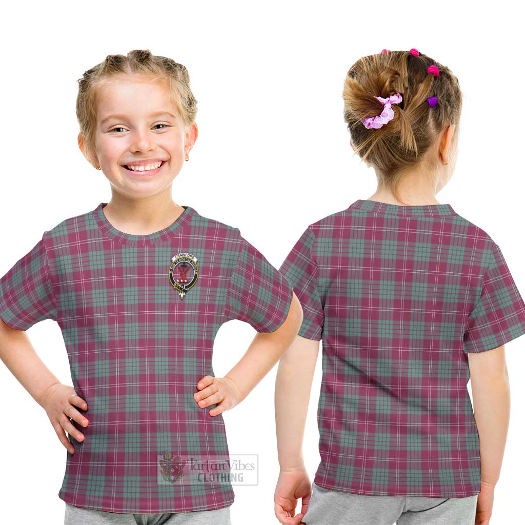 Tartan Vibes Clothing Crawford Ancient Tartan Kid T-Shirt with Family Crest