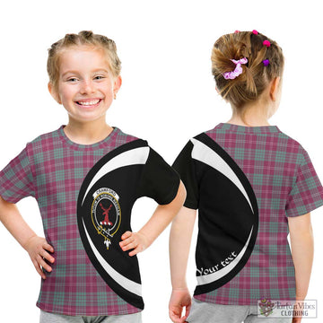 Crawford Ancient Tartan Kid T-Shirt with Family Crest Circle Style