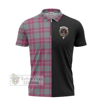 Crawford Ancient Tartan Zipper Polo Shirt with Family Crest and Half Of Me Style