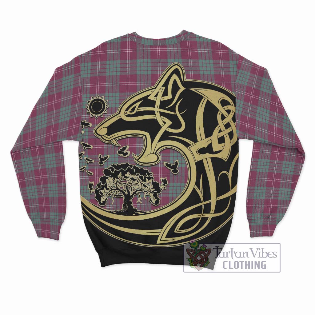 Tartan Vibes Clothing Crawford Ancient Tartan Sweatshirt with Family Crest Celtic Wolf Style