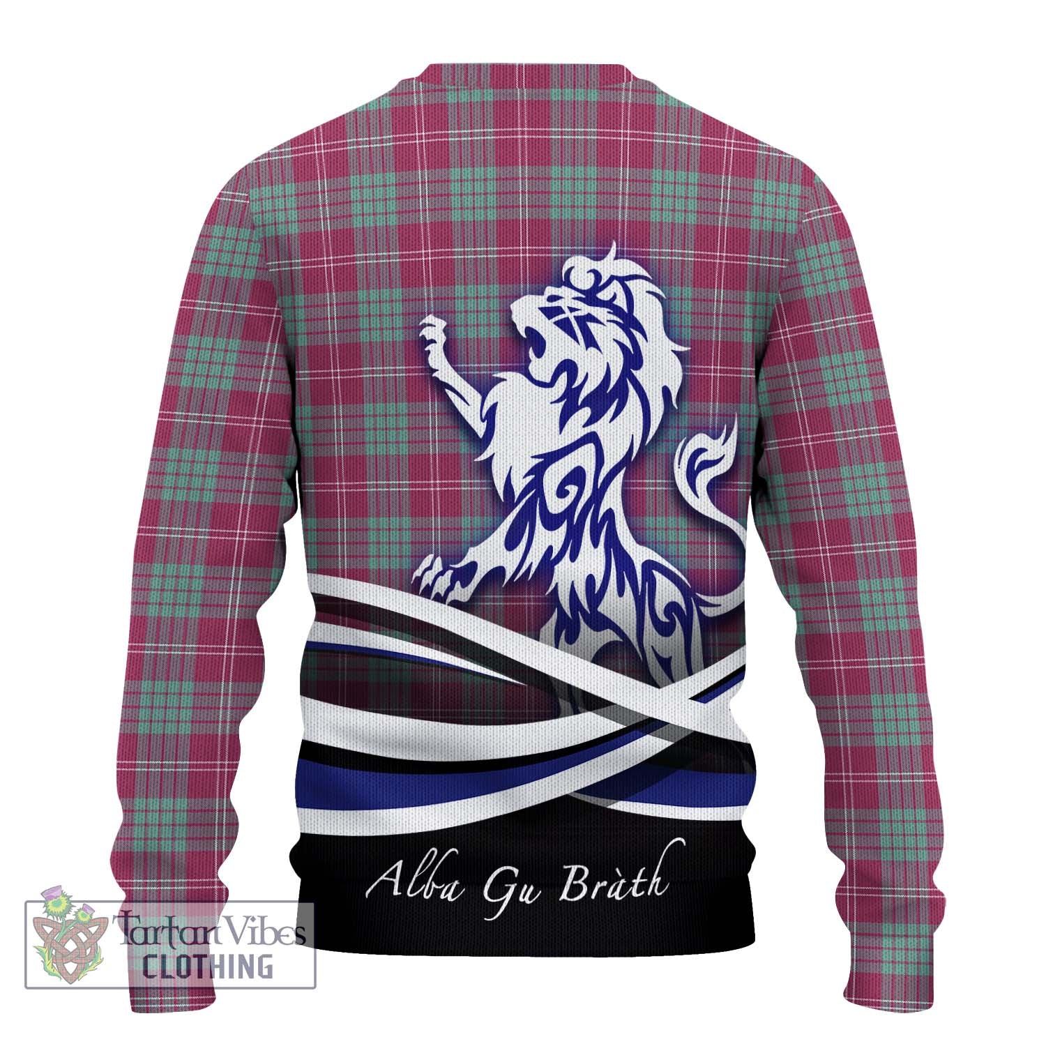 Tartan Vibes Clothing Crawford Ancient Tartan Knitted Sweater with Alba Gu Brath Regal Lion Emblem