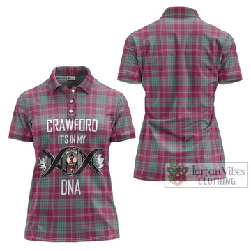 Crawford Ancient Tartan Women's Polo Shirt with Family Crest DNA In Me Style