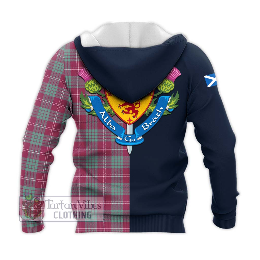 Tartan Vibes Clothing Crawford Ancient Tartan Knitted Hoodie with Scottish Lion Royal Arm Half Style