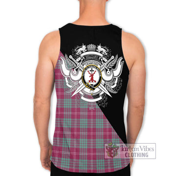 Crawford Ancient Tartan Men's Tank Top with Family Crest and Military Logo Style