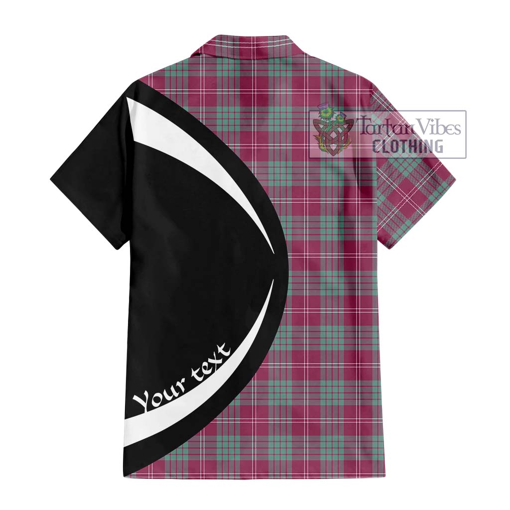 Crawford Ancient Tartan Short Sleeve Button Up with Family Crest Circle Style - Tartan Vibes Clothing