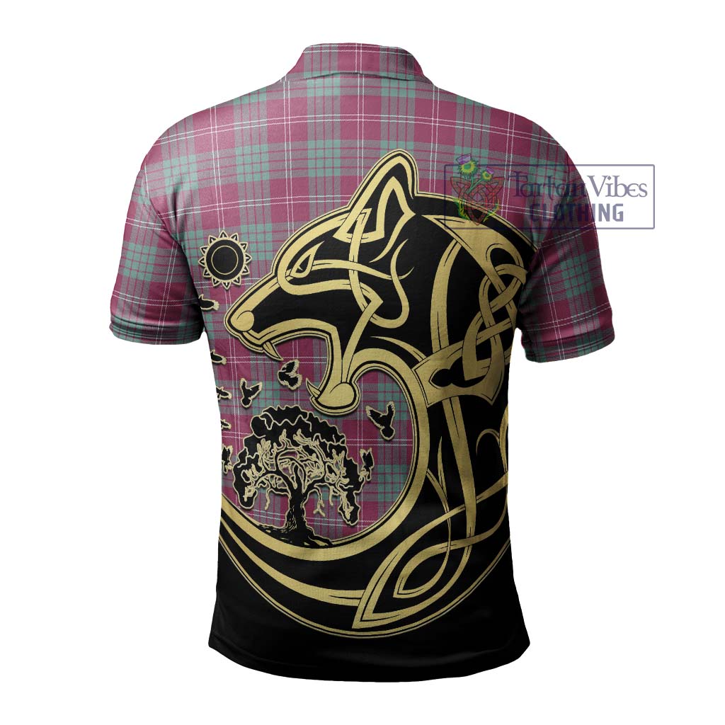 Tartan Vibes Clothing Crawford Ancient Tartan Polo Shirt with Family Crest Celtic Wolf Style