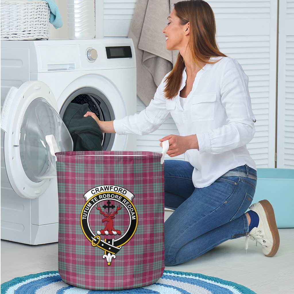 Tartan Vibes Clothing Crawford Ancient Tartan Laundry Basket with Family Crest