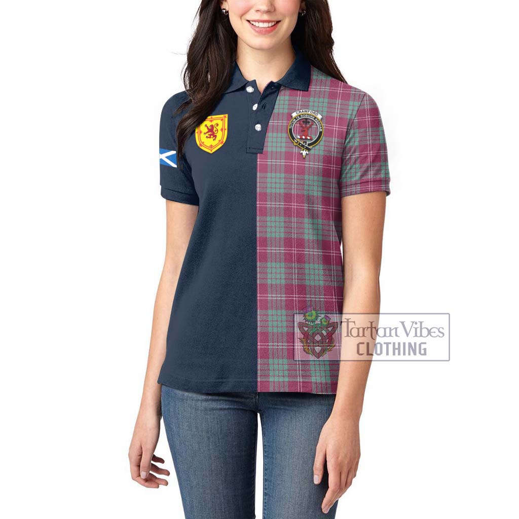 Tartan Vibes Clothing Crawford Ancient Tartan Women's Polo Shirt with Scottish Lion Royal Arm Half Style