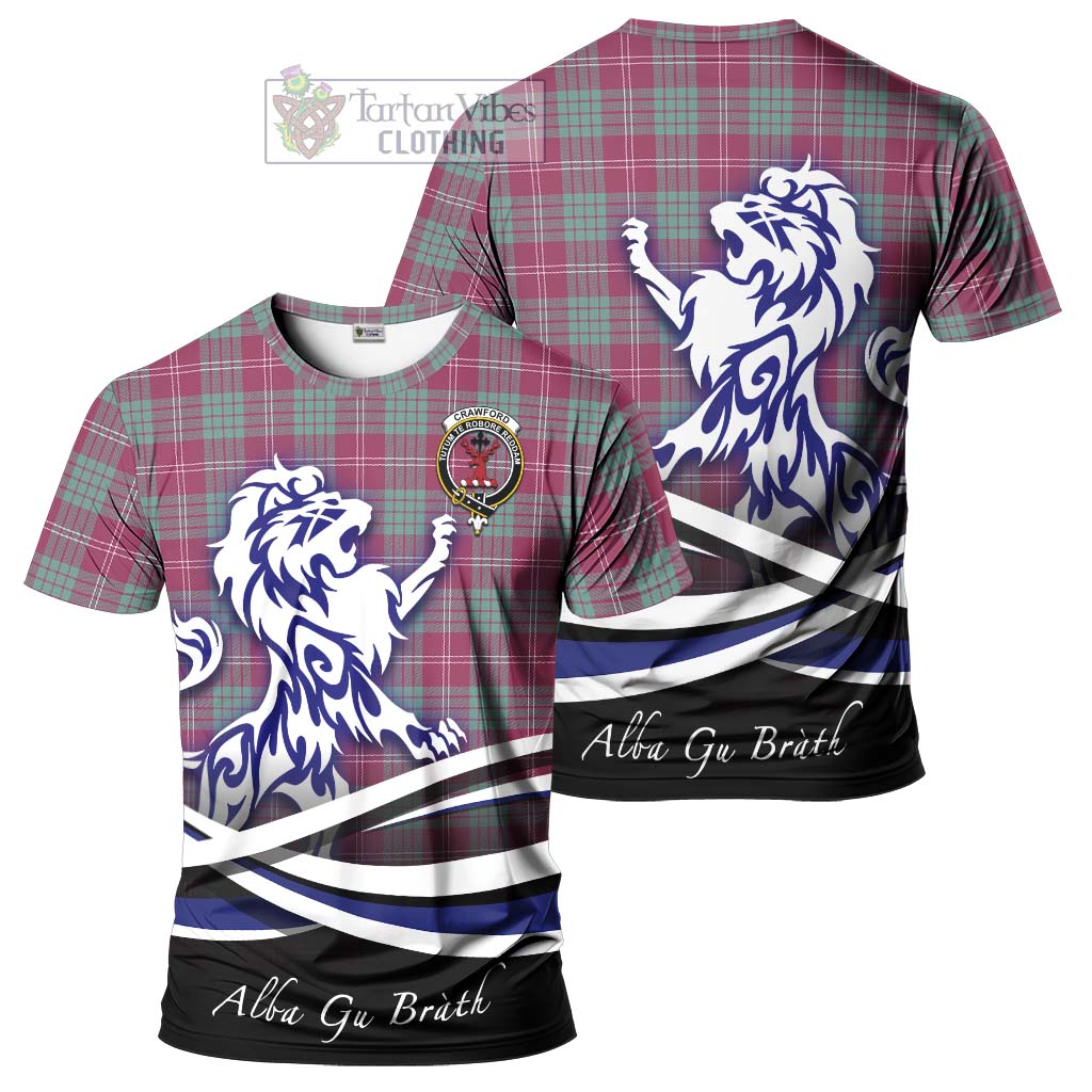 Tartan Vibes Clothing Crawford Ancient Tartan Cotton T-shirt with Alba Gu Brath Regal Lion Emblem