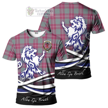 Crawford Ancient Tartan Cotton T-shirt with Alba Gu Brath Regal Lion Emblem