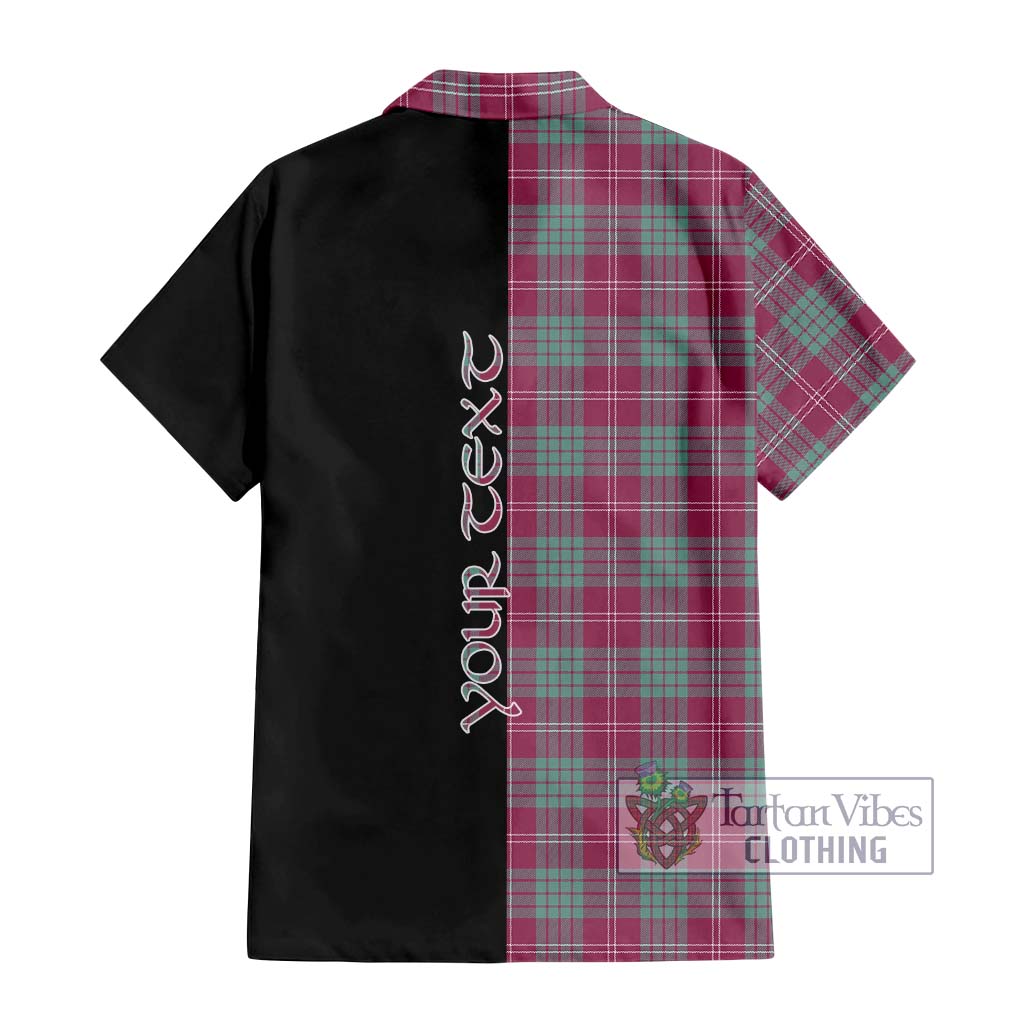 Tartan Vibes Clothing Crawford Ancient Tartan Short Sleeve Button Shirt with Family Crest and Half Of Me Style