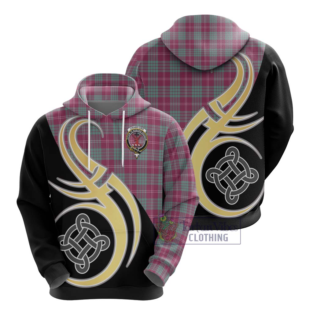 Tartan Vibes Clothing Crawford Ancient Tartan Hoodie with Family Crest and Celtic Symbol Style