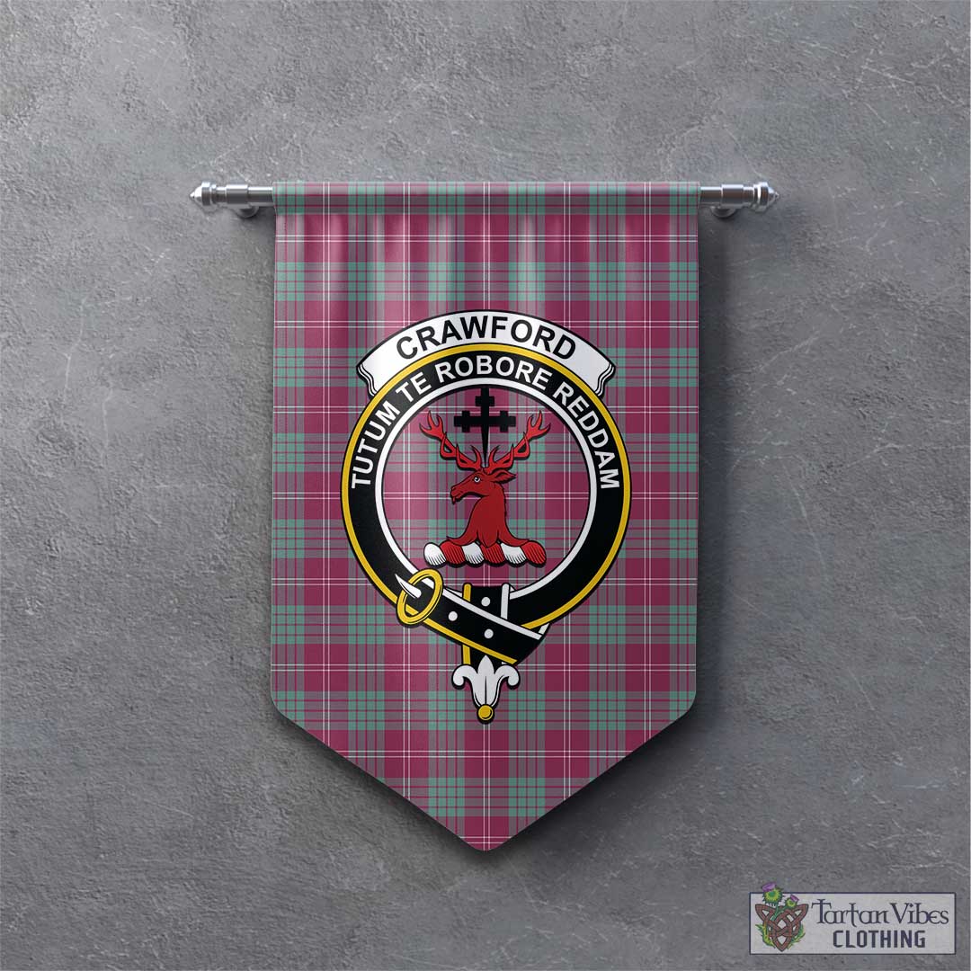 Tartan Vibes Clothing Crawford Ancient Tartan Gonfalon, Tartan Banner with Family Crest