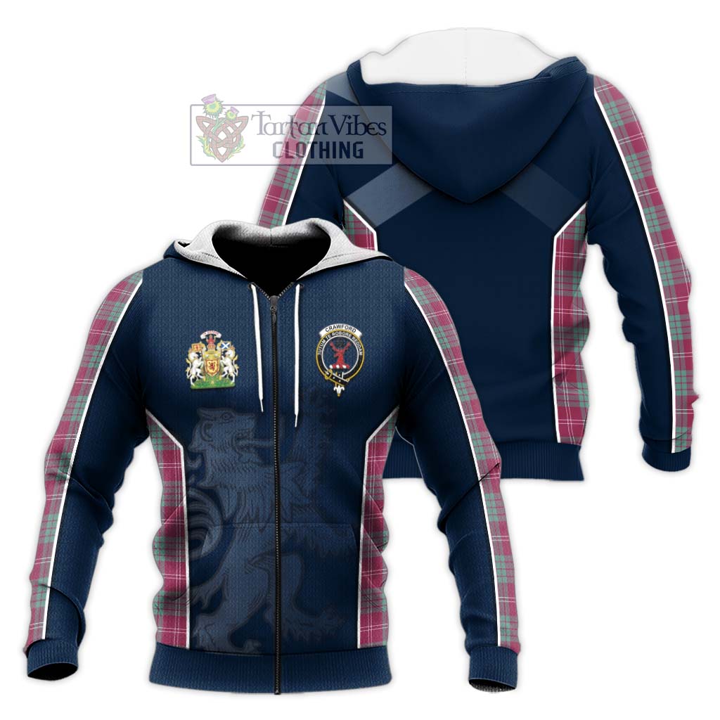 Tartan Vibes Clothing Crawford Ancient Tartan Knitted Hoodie with Family Crest and Lion Rampant Vibes Sport Style