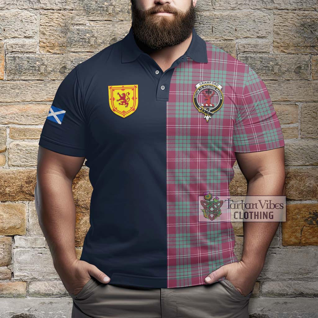 Tartan Vibes Clothing Crawford Ancient Tartan Polo Shirt with Scottish Lion Royal Arm Half Style