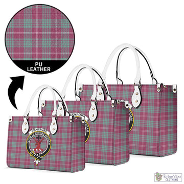 Crawford Ancient Tartan Luxury Leather Handbags with Family Crest