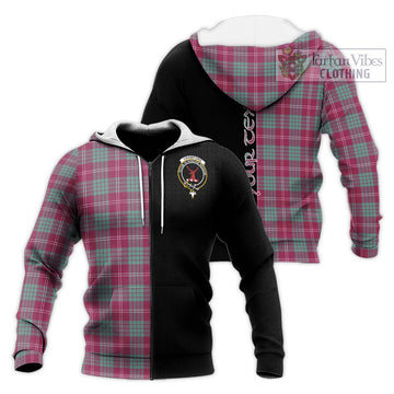 Crawford Ancient Tartan Knitted Hoodie with Family Crest and Half Of Me Style