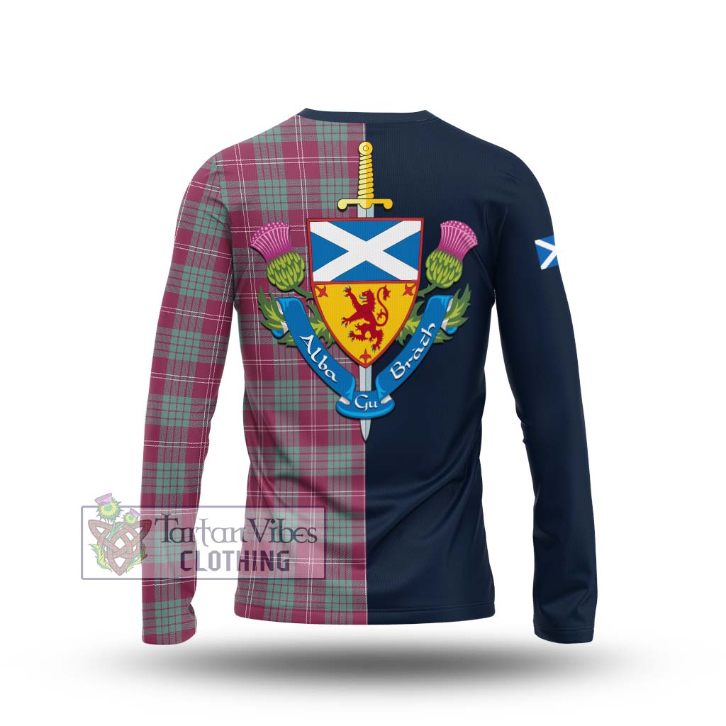 Tartan Vibes Clothing Crawford Ancient Tartan Long Sleeve T-Shirt with Scottish Lion Royal Arm Half Style