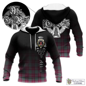 Crawford Ancient Tartan Knitted Hoodie Featuring Alba Gu Brath Family Crest Celtic Inspired