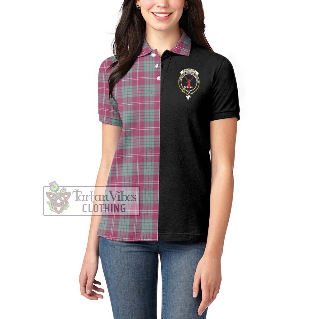 Tartan Vibes Clothing Crawford Ancient Tartan Women's Polo Shirt with Family Crest and Half Of Me Style