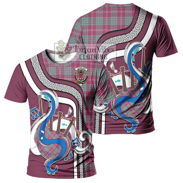 Crawford Ancient Tartan T-Shirt with Epic Bagpipe Style