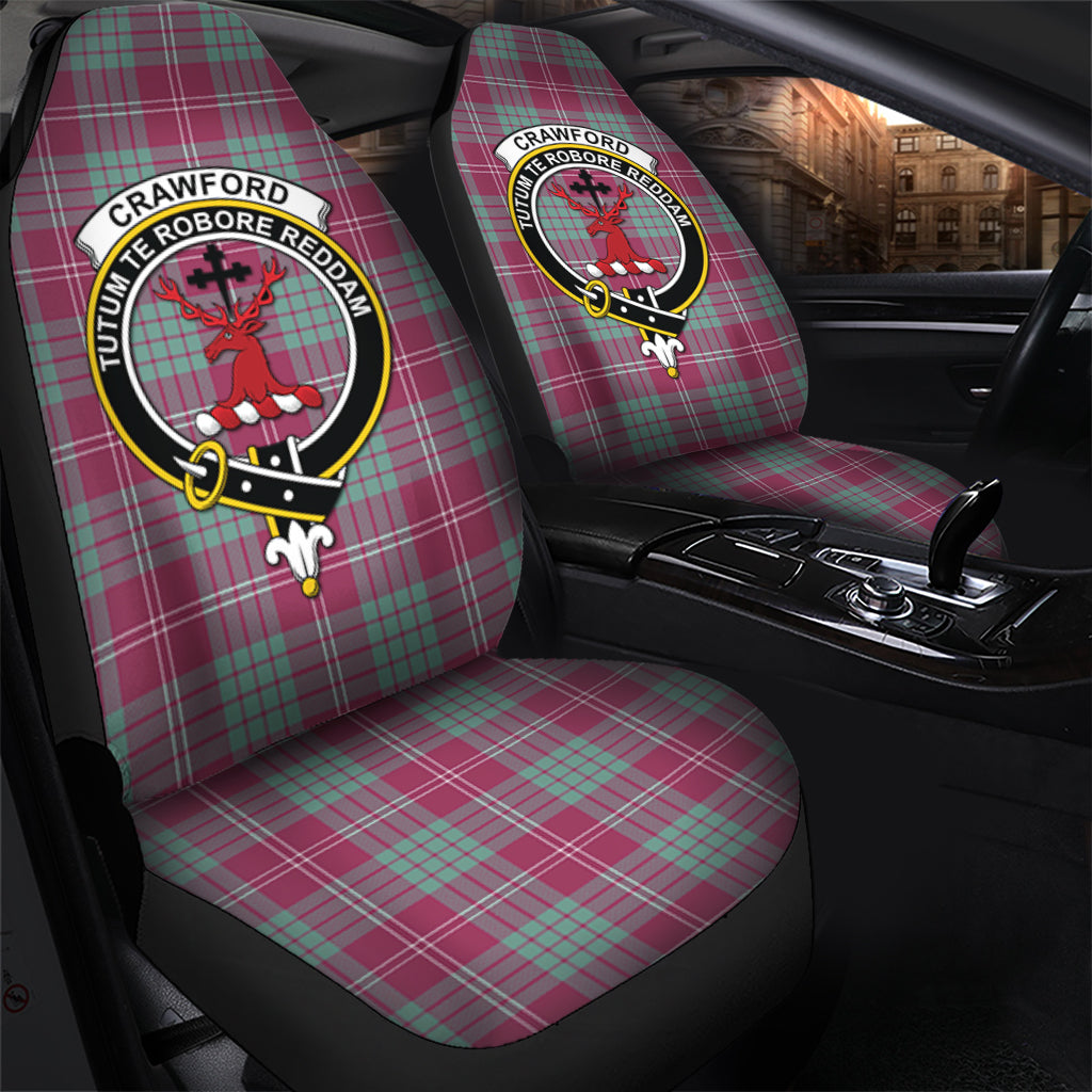 Crawford Ancient Tartan Car Seat Cover with Family Crest - Tartanvibesclothing