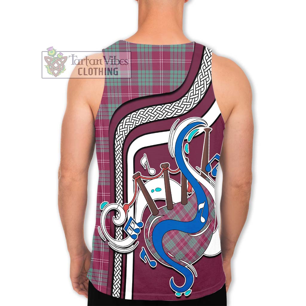 Tartan Vibes Clothing Crawford Ancient Tartan Men's Tank Top with Epic Bagpipe Style