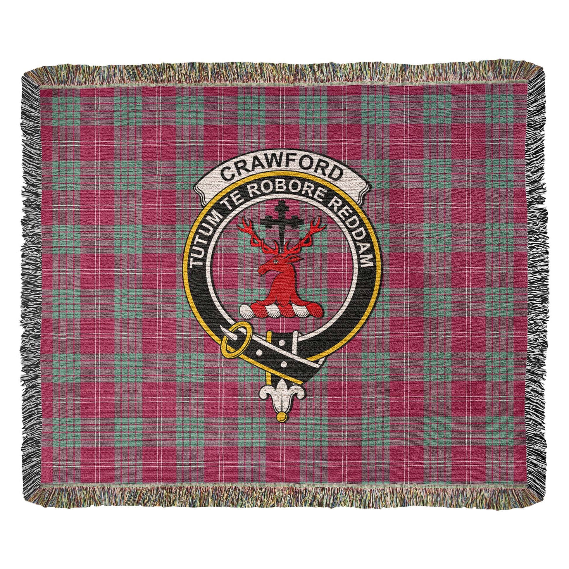 Tartan Vibes Clothing Crawford Ancient Tartan Woven Blanket with Family Crest