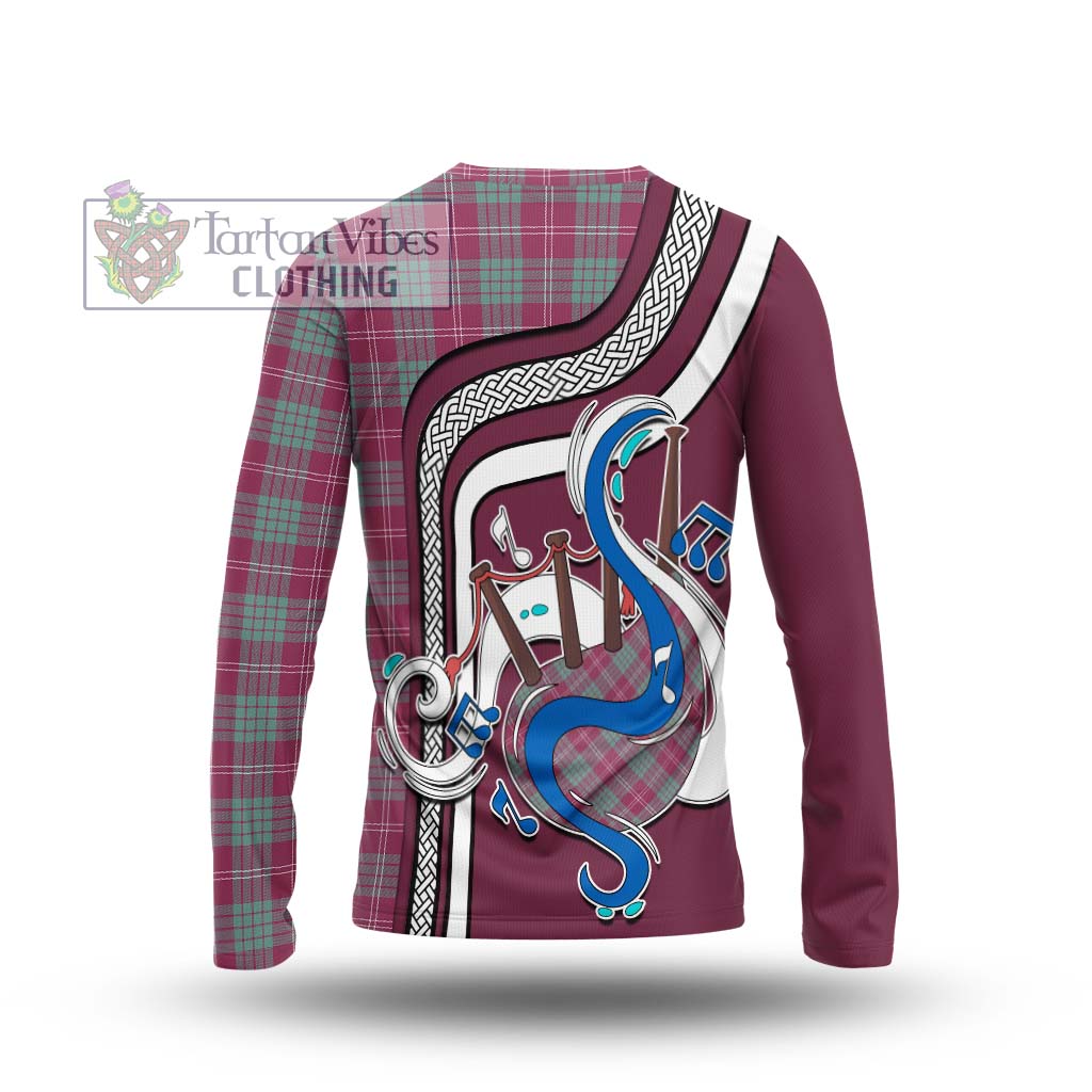 Tartan Vibes Clothing Crawford Ancient Tartan Long Sleeve T-Shirt with Epic Bagpipe Style