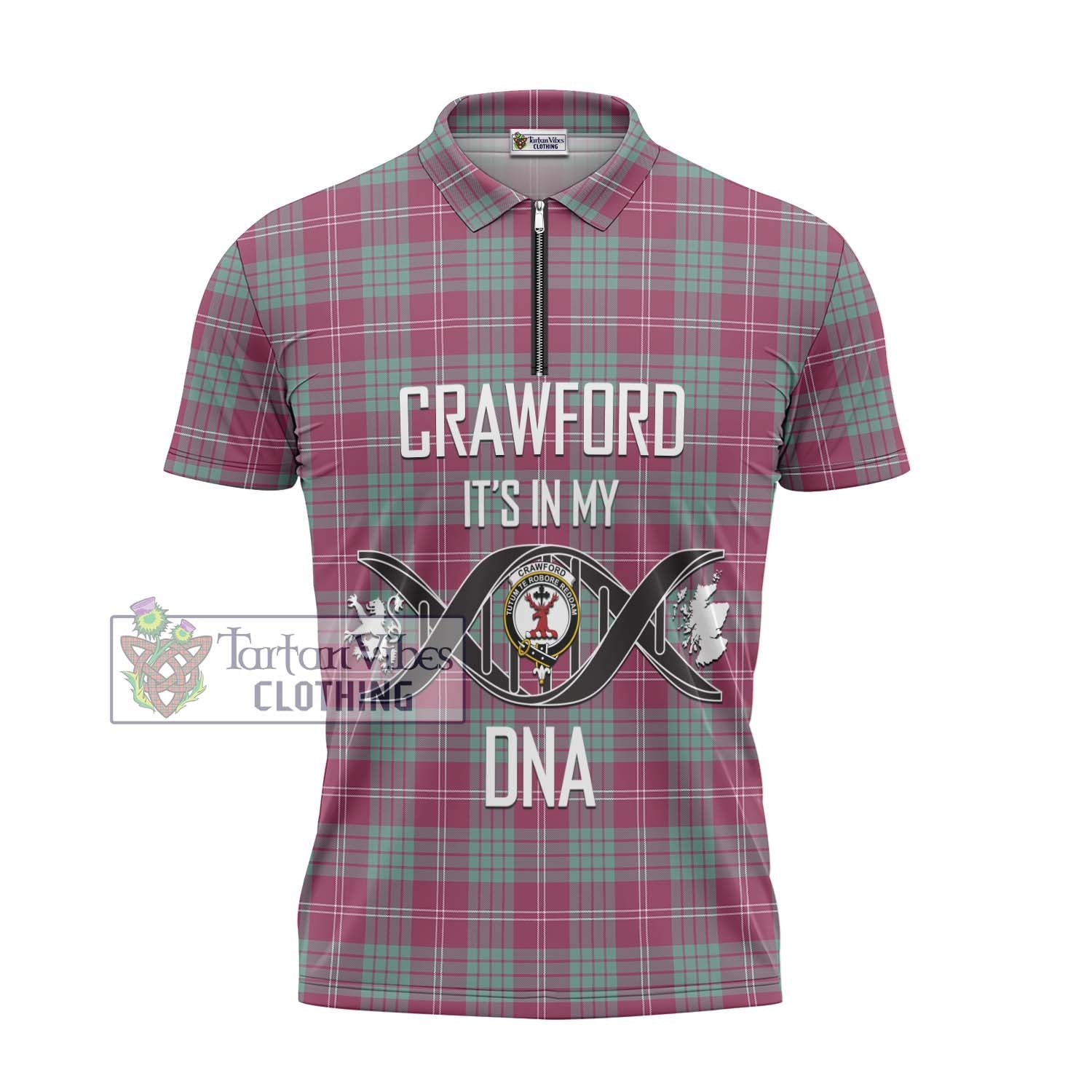 Tartan Vibes Clothing Crawford Ancient Tartan Zipper Polo Shirt with Family Crest DNA In Me Style