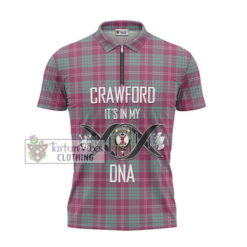 Crawford Ancient Tartan Zipper Polo Shirt with Family Crest DNA In Me Style