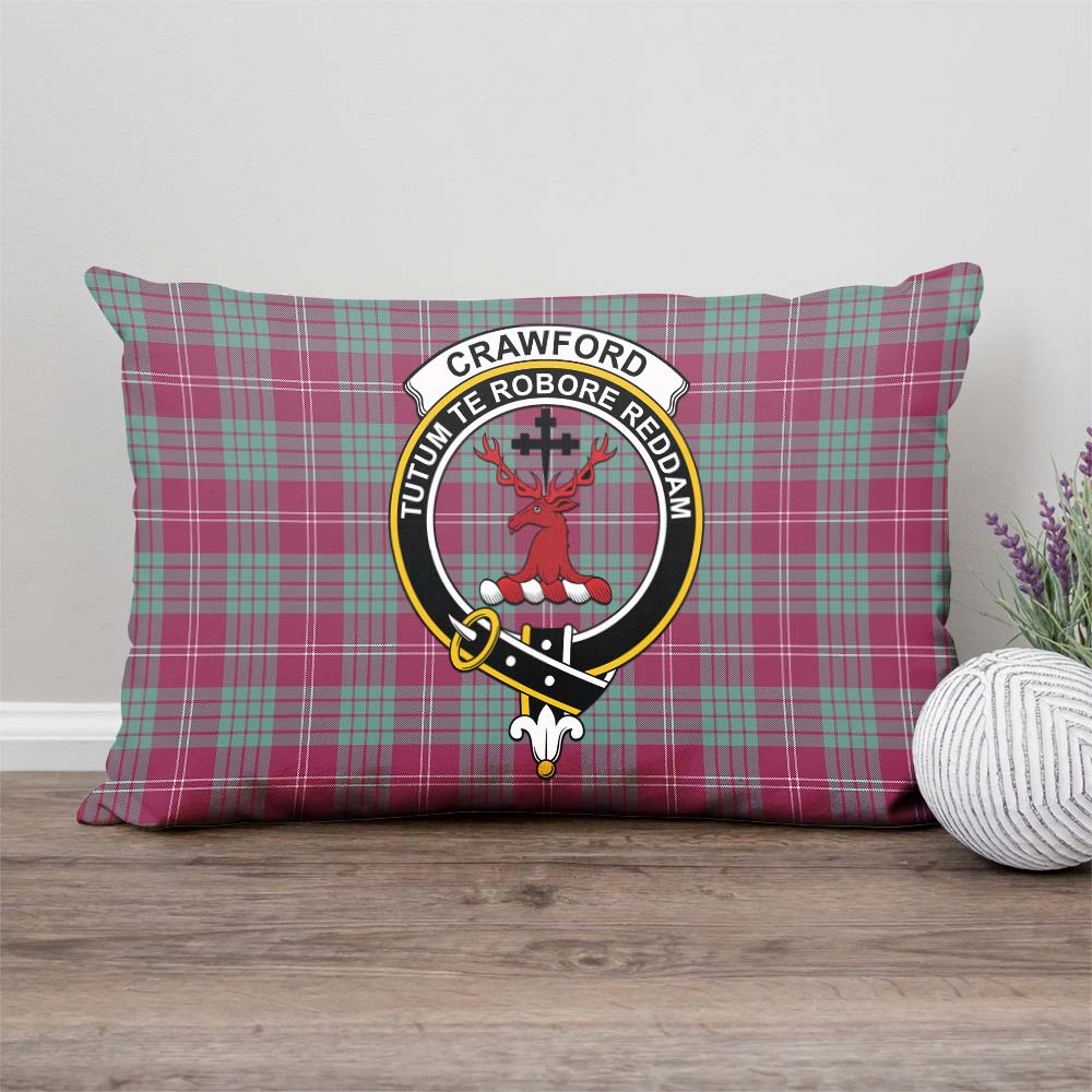 Crawford Ancient Tartan Pillow Cover with Family Crest Rectangle Pillow Cover - Tartanvibesclothing