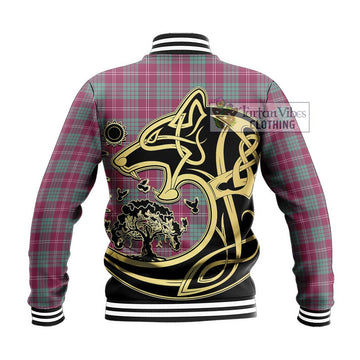 Crawford Ancient Tartan Baseball Jacket with Family Crest Celtic Wolf Style