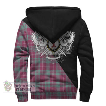 Crawford Ancient Tartan Sherpa Hoodie with Family Crest and Military Logo Style