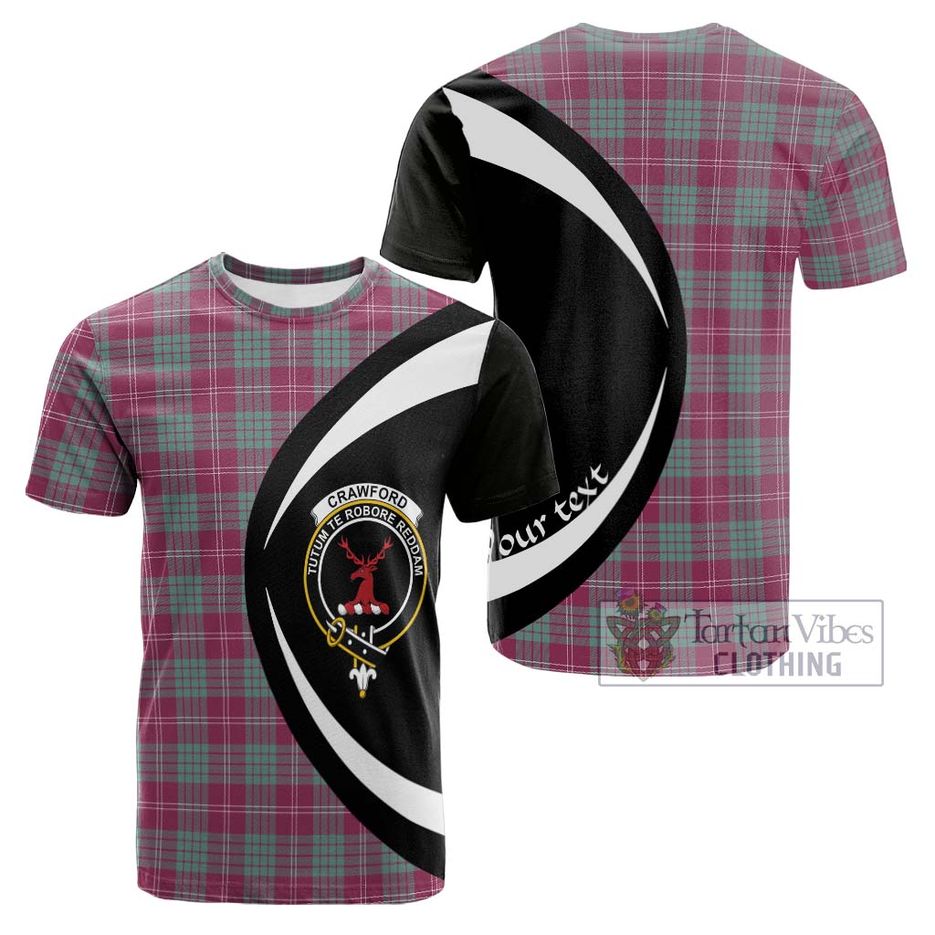 Tartan Vibes Clothing Crawford Ancient Tartan Cotton T-shirt with Family Crest Circle Style