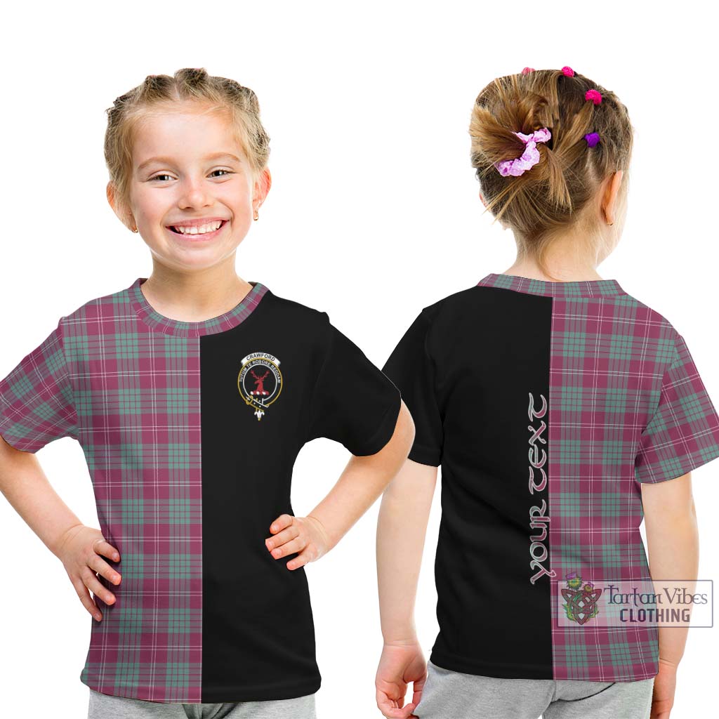 Tartan Vibes Clothing Crawford Ancient Tartan Kid T-Shirt with Family Crest and Half Of Me Style